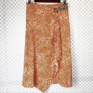 EUC Anthropologie Faux Wrap Buckle Midi Skirt
